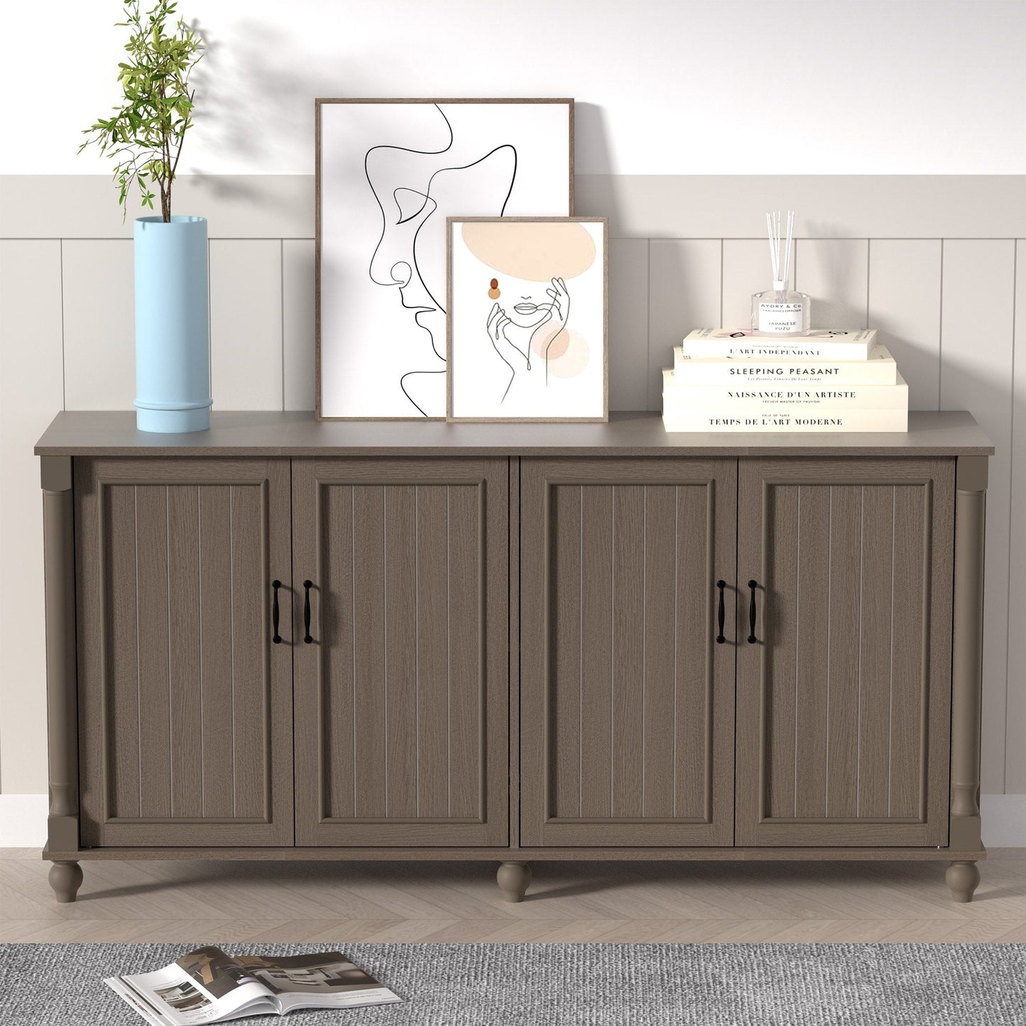 Buffet de cuisine, bar à café, armoire de rangement décorative.