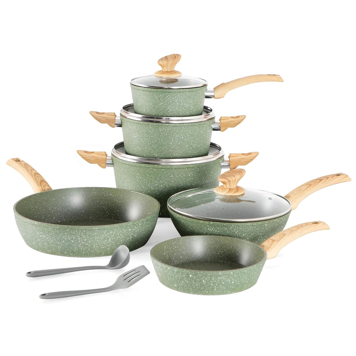 Ensemble de casseroles et poêles antiadhésives, 12 pièces, ensemble de cuisson en granit.