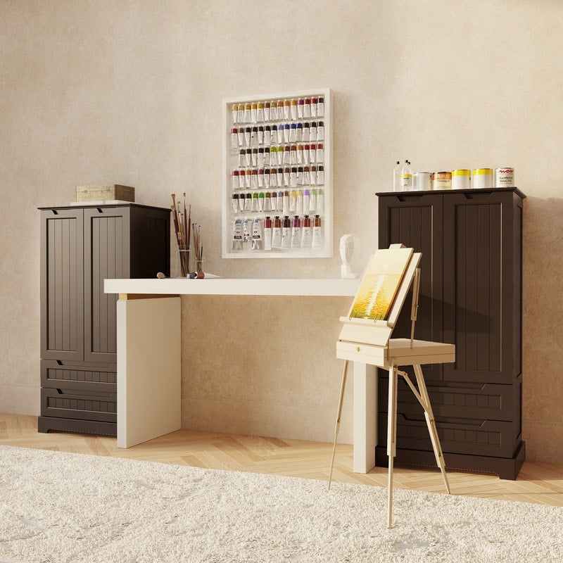Armoire de rangement pour cuisine, armoire de rangement de salle de bain autoportante avec 2 portes et tiroirs