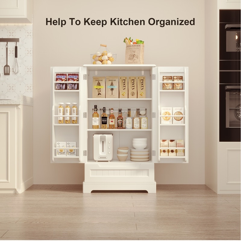 Armoire de rangement pour cuisine, armoire de rangement de salle de bain autoportante avec 2 portes et tiroirs