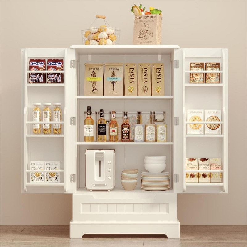 Armoire de rangement pour cuisine, armoire de rangement de salle de bain autoportante avec 2 portes et tiroirs