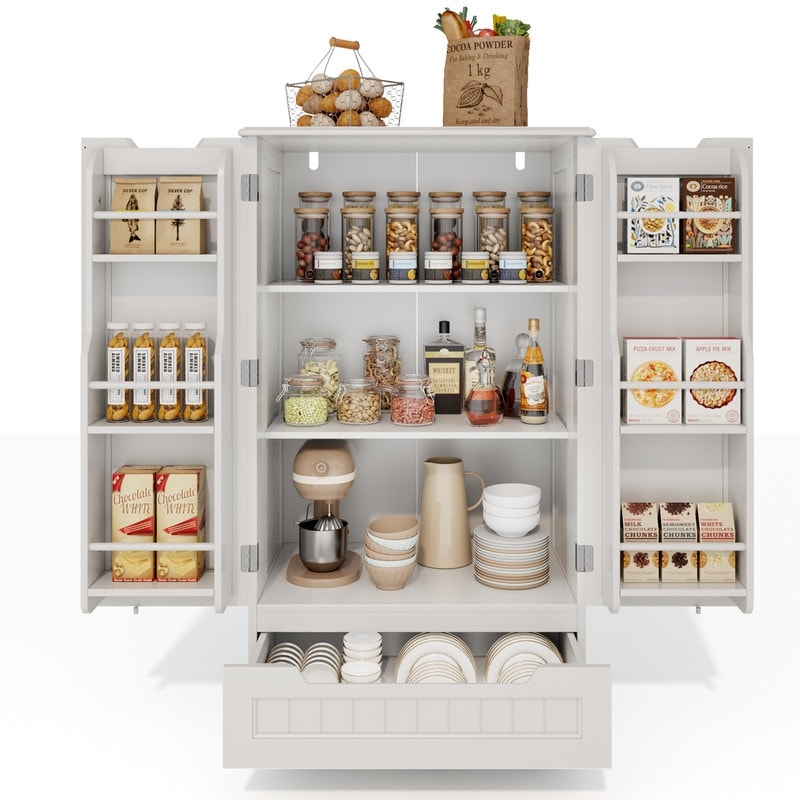 Armoire de rangement pour cuisine, armoire de rangement de salle de bain autoportante avec 2 portes et tiroirs