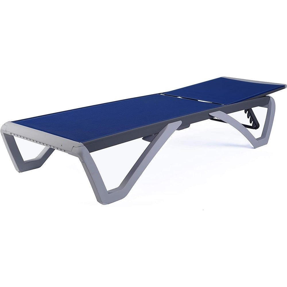 Chaise longue de jardin inclinable et réglable Kozyard Alan, entièrement en aluminium et pieds en résine de polypropylène.