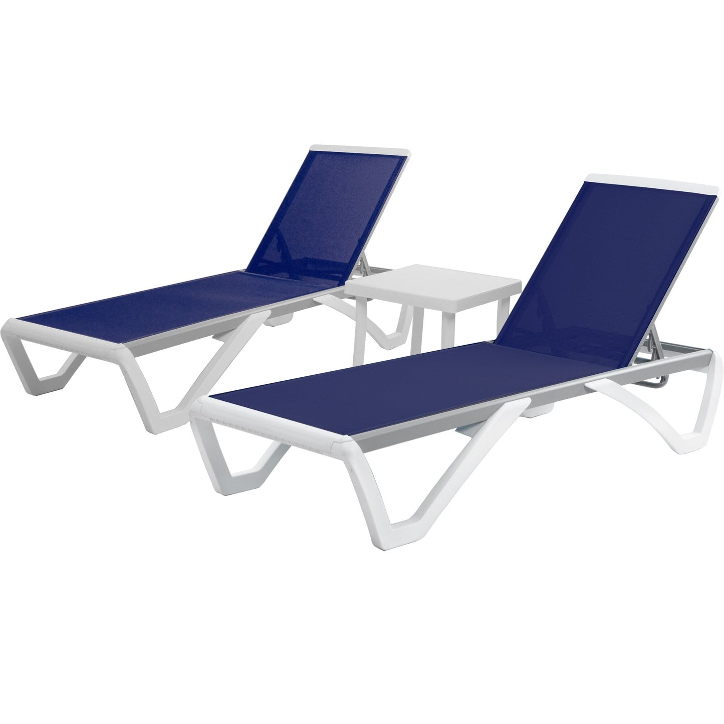 Chaise longue de jardin inclinable et réglable Kozyard Alan, entièrement en aluminium et pieds en résine de polypropylène.