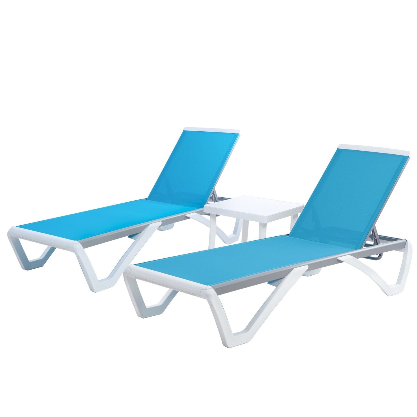 Chaise longue de jardin inclinable et réglable Kozyard Alan, entièrement en aluminium et pieds en résine de polypropylène.