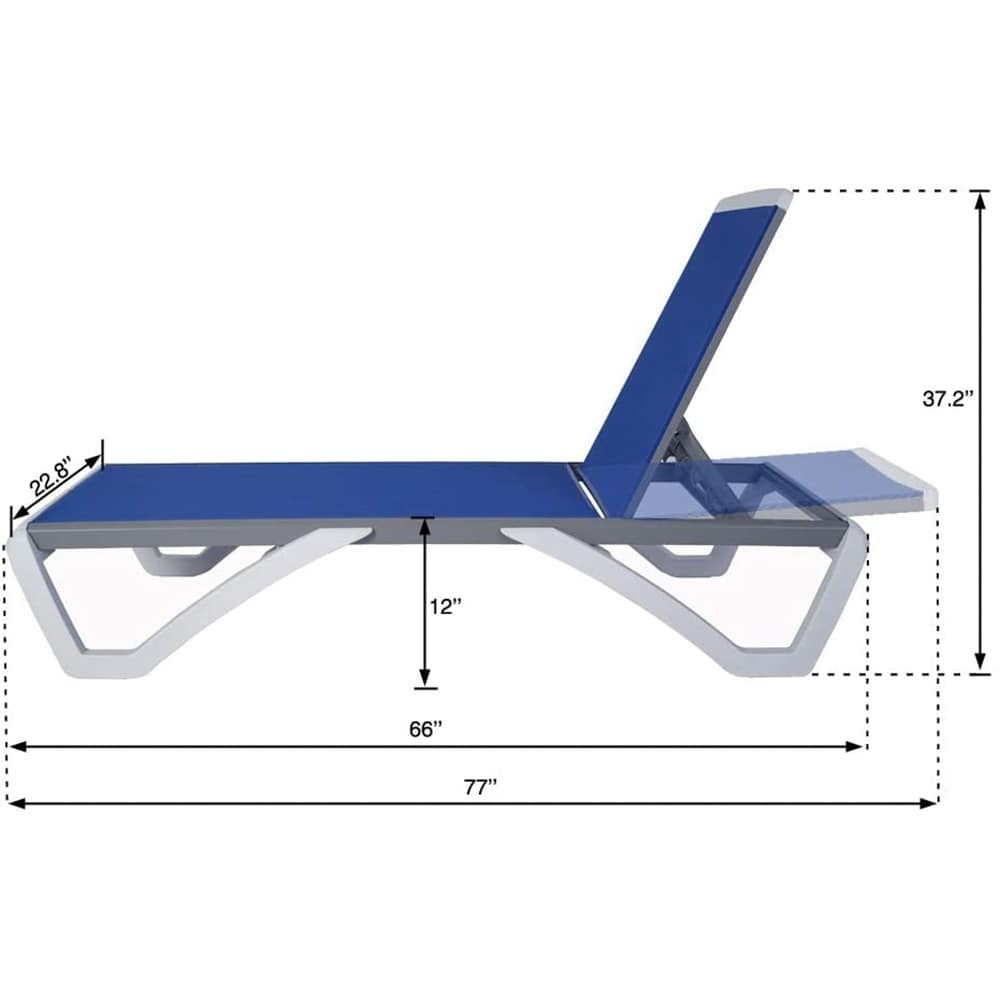 Chaise longue de jardin inclinable et réglable Kozyard Alan, entièrement en aluminium et pieds en résine de polypropylène.