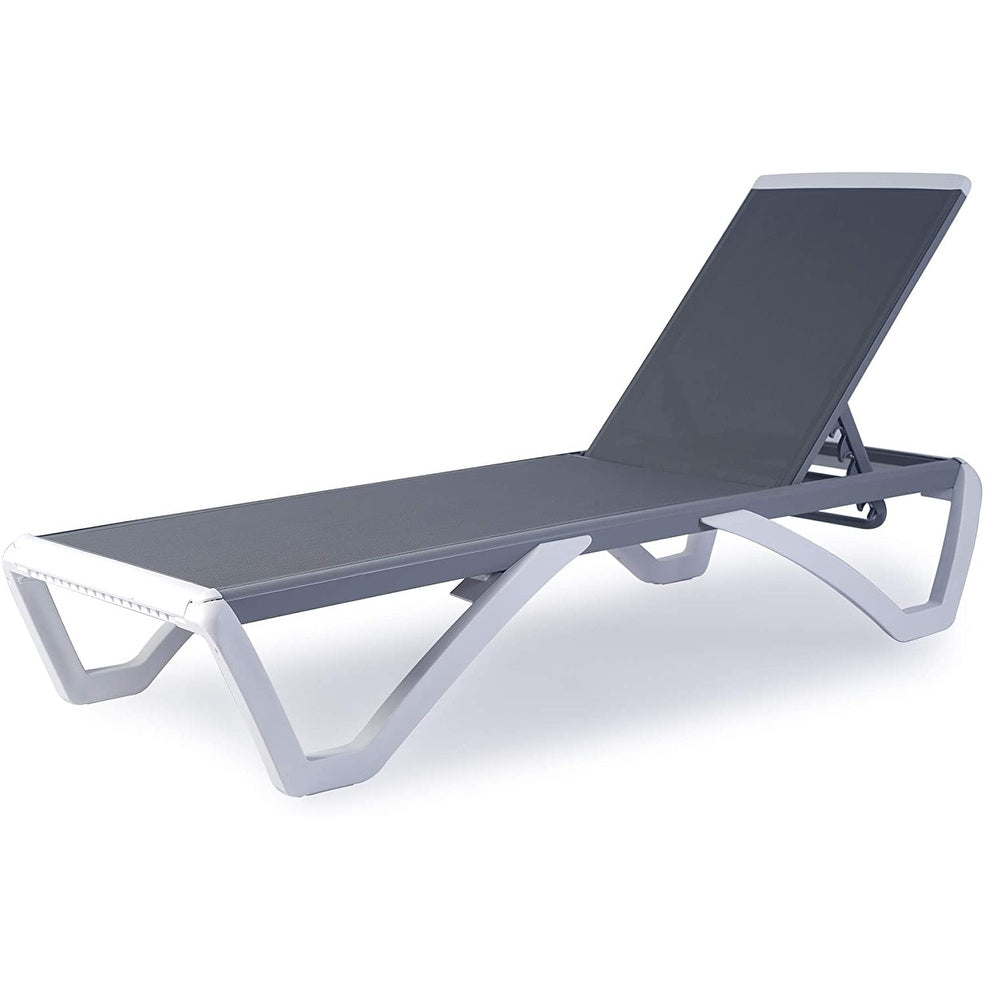 Chaise longue de jardin inclinable et réglable Kozyard Alan, entièrement en aluminium et pieds en résine de polypropylène.