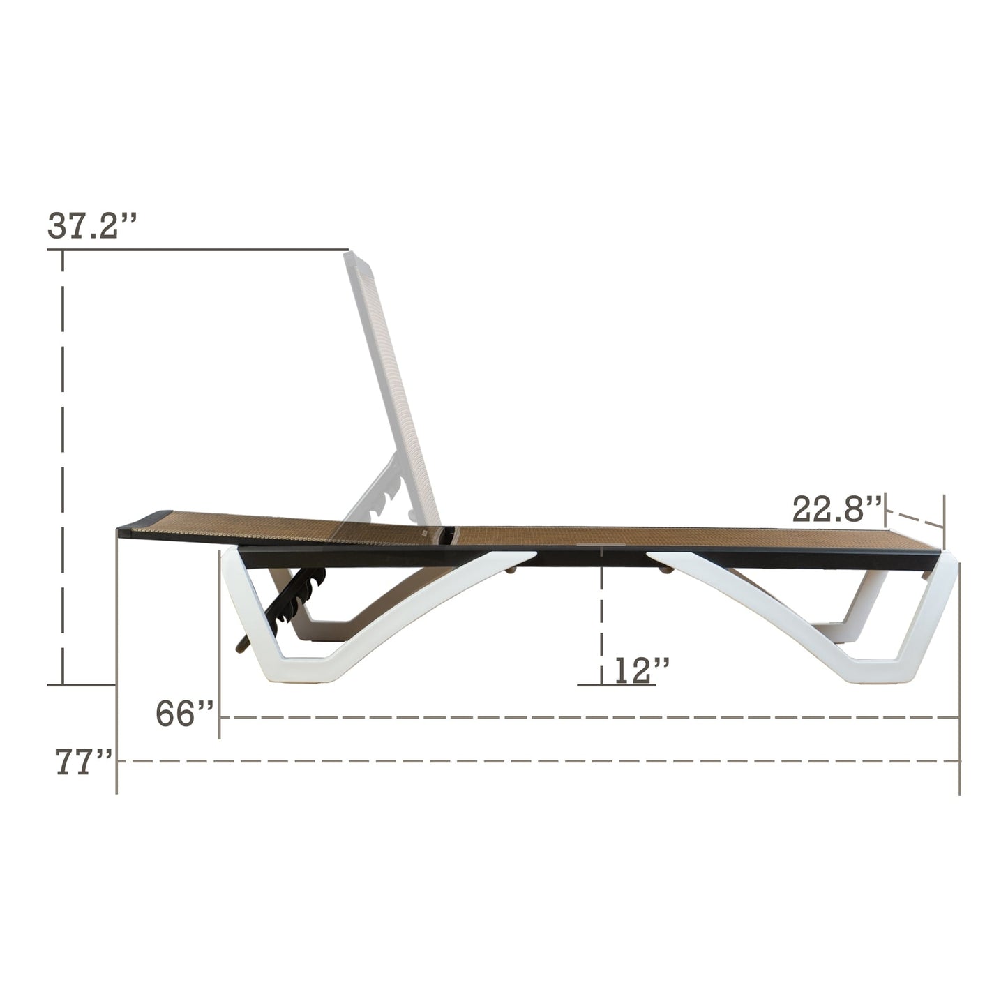 Chaise longue de jardin inclinable et réglable Kozyard Alan, entièrement en aluminium et pieds en résine de polypropylène.