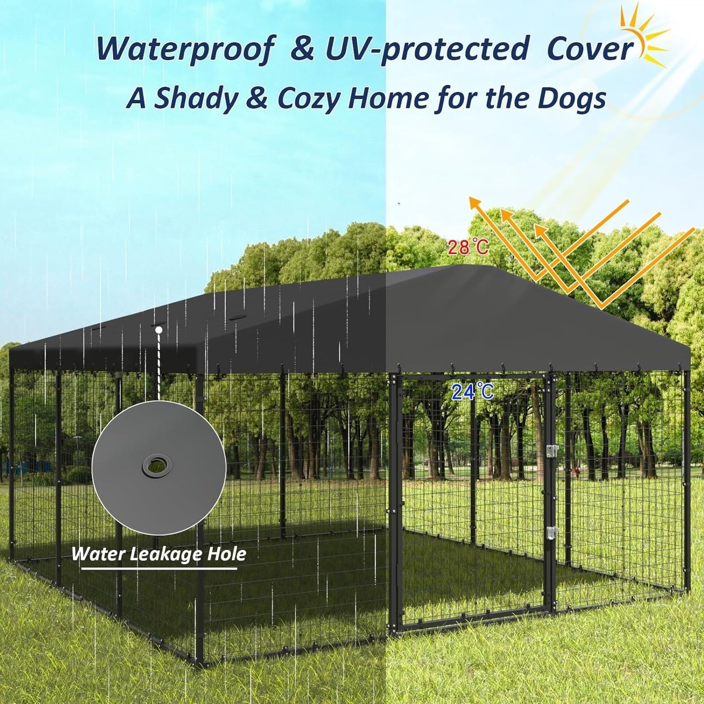 W 118 x D 118 x H 70 Grande Cabane pour Chien d'Extérieur, Abri pour Chien Robuste avec Toit Imperméable