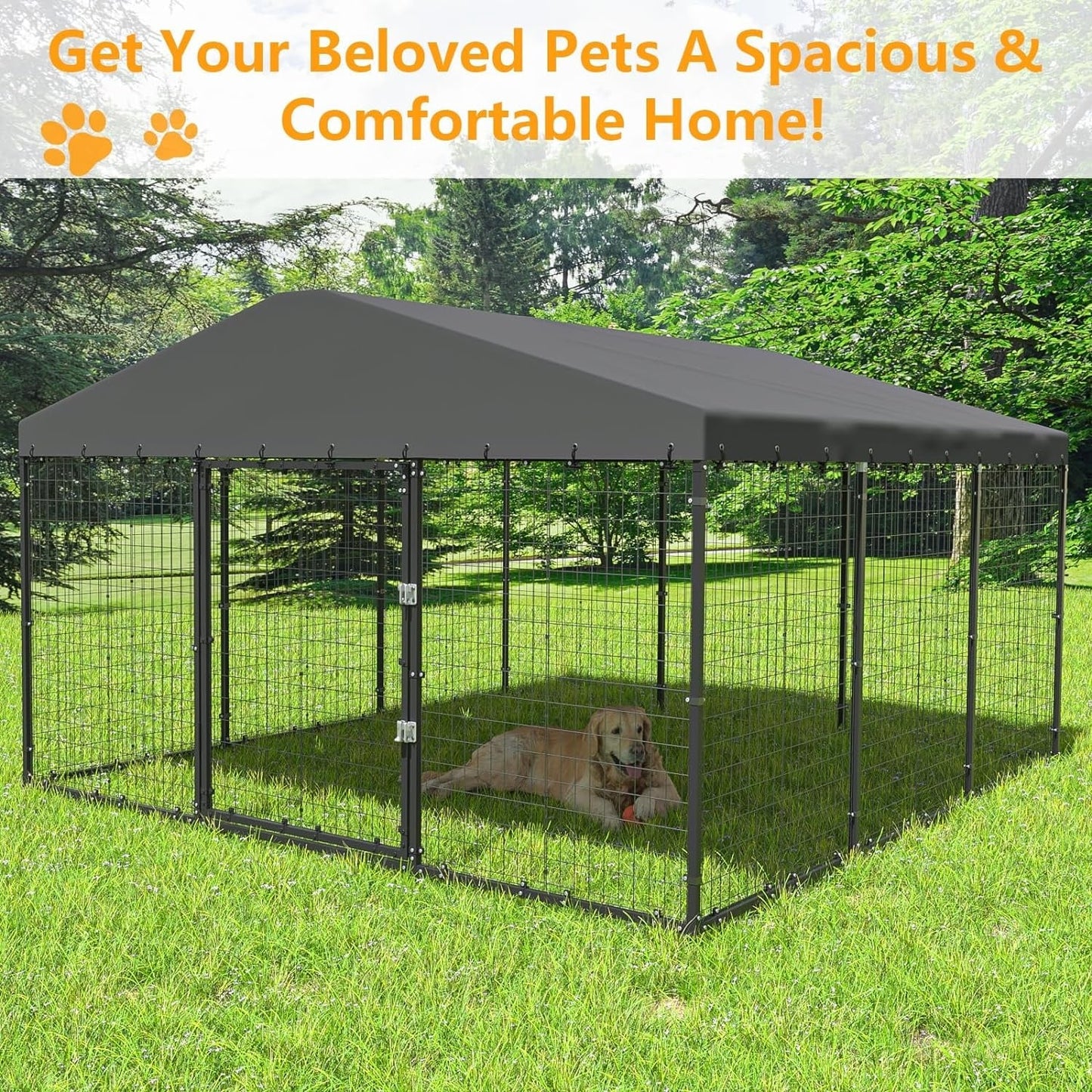 W 118 x D 118 x H 70 Grande Cabane pour Chien d'Extérieur, Abri pour Chien Robuste avec Toit Imperméable