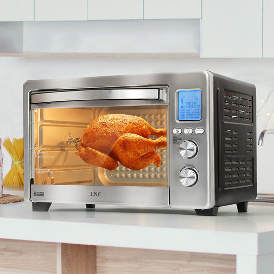 Four à convection, grille-pain, rotisserie et friteuse à air LNC 12-en-1, grand modèle 34QT pour comptoir - 19,5 L x 15 l x 12,5 H (cm)