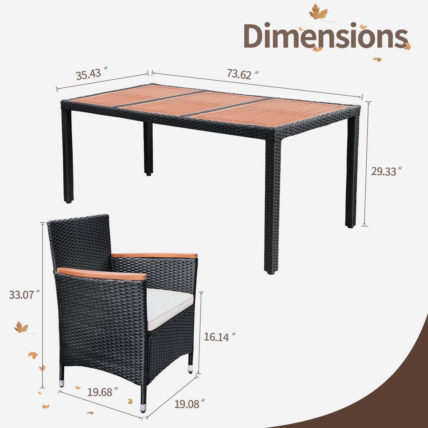 Ensemble de repas de jardin Lacoo en rotin synthétique/bois d'acacia