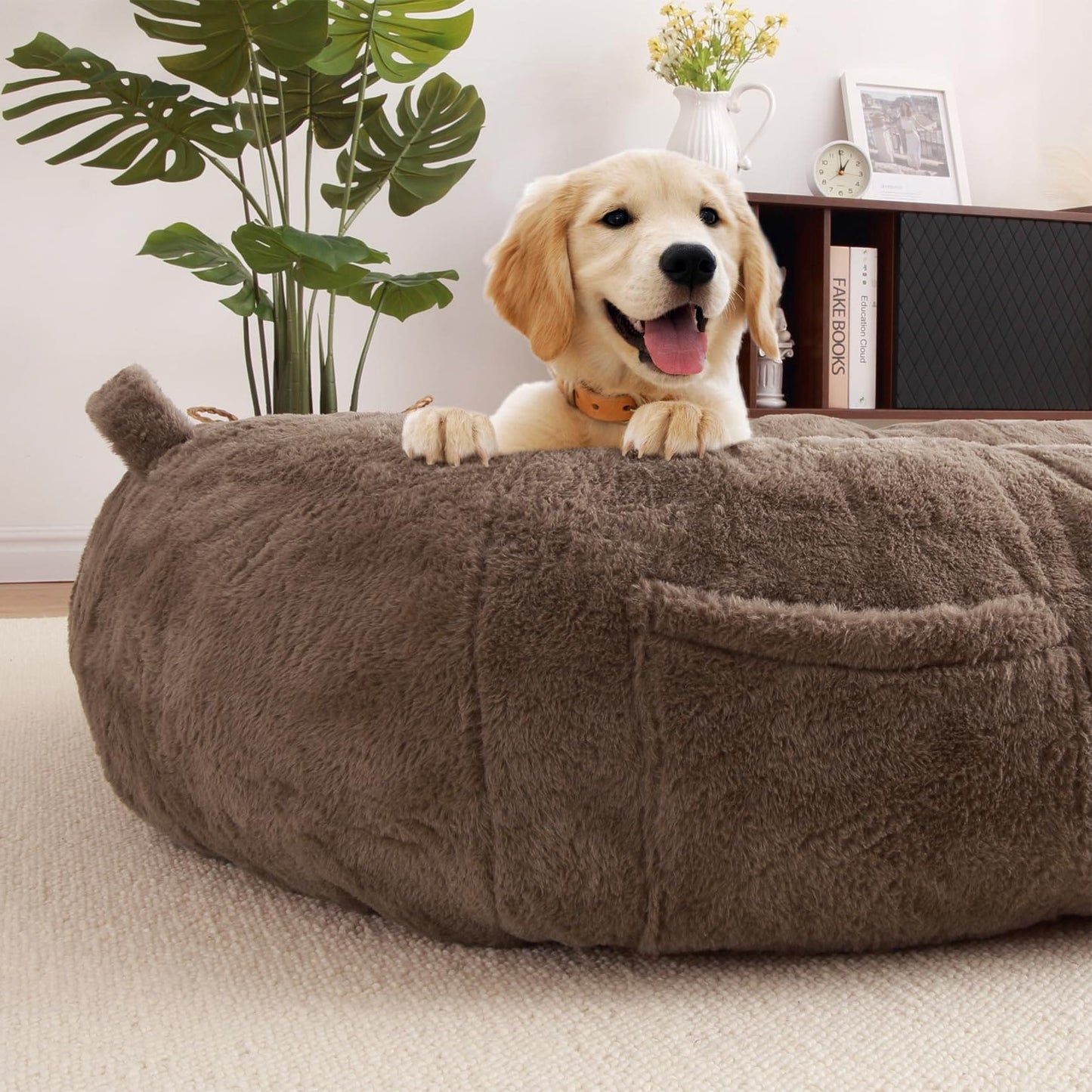Grand lit pour chien, lit lavable de taille humaine avec housse amovible.