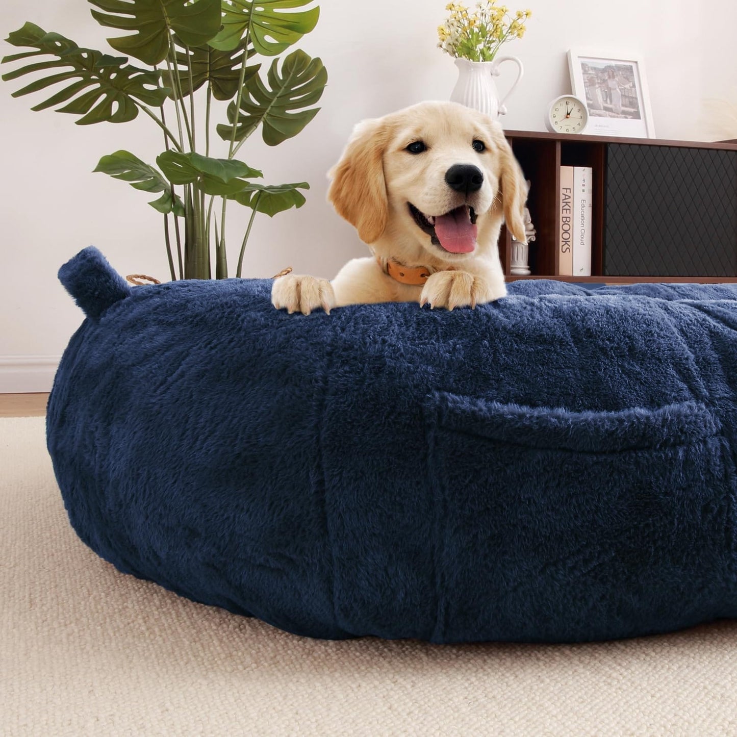 Grand lit pour chien, lit lavable de taille humaine avec housse amovible.