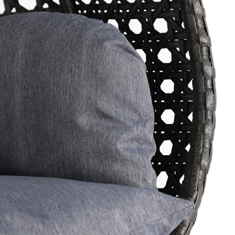 LeisureMod Chaise suspendue en forme d'œuf pour 2 personnes avec support - Hamac balançoire en rotin tressé pour intérieur/extérieur avec coussins