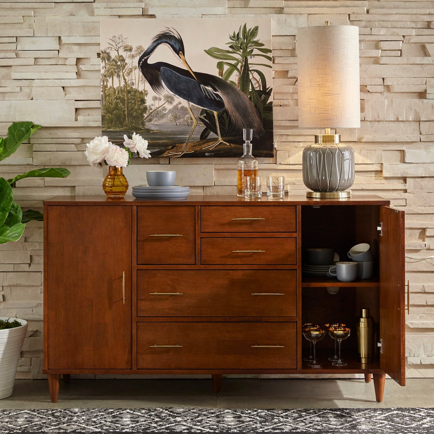 Buffet/Meuble de rangement Ana de Lifestorey, style milieu de siècle
