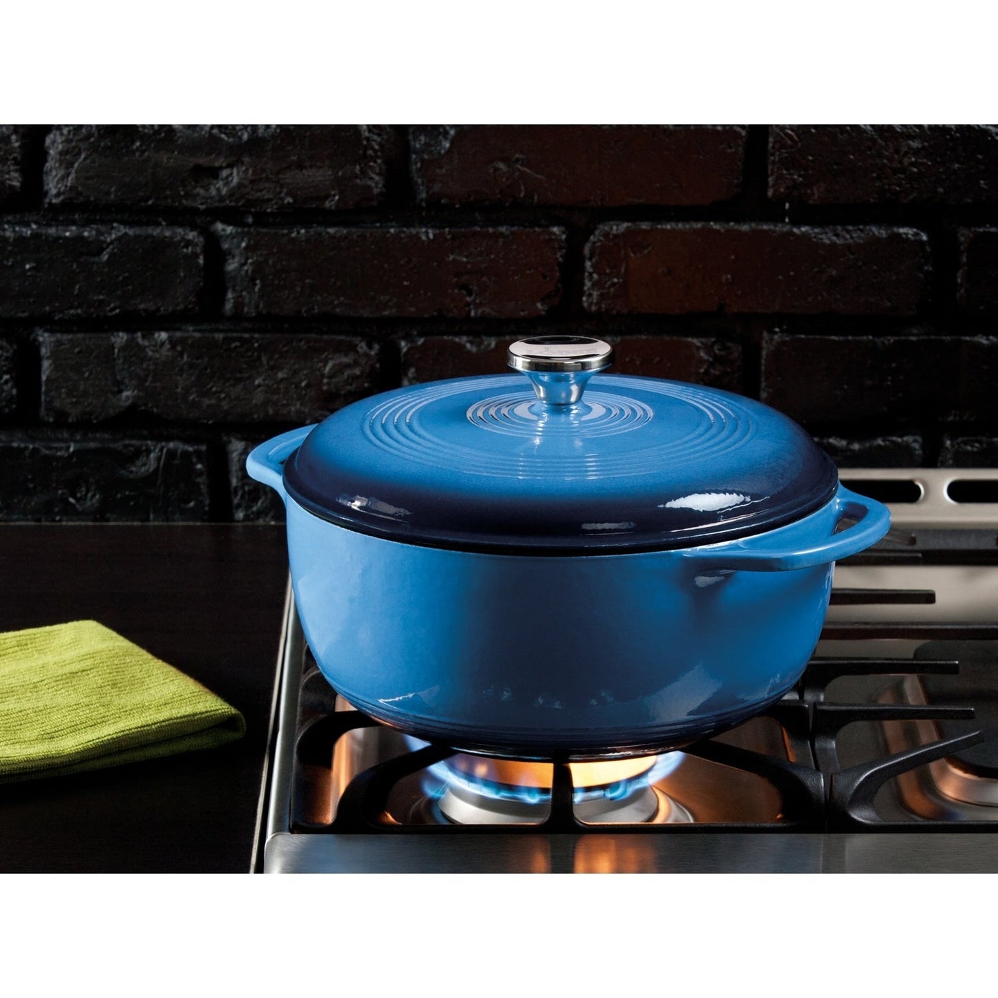 Poule à ragoût en fonte émaillée Lodge, 6 quarts, bleu, modèle Essential
