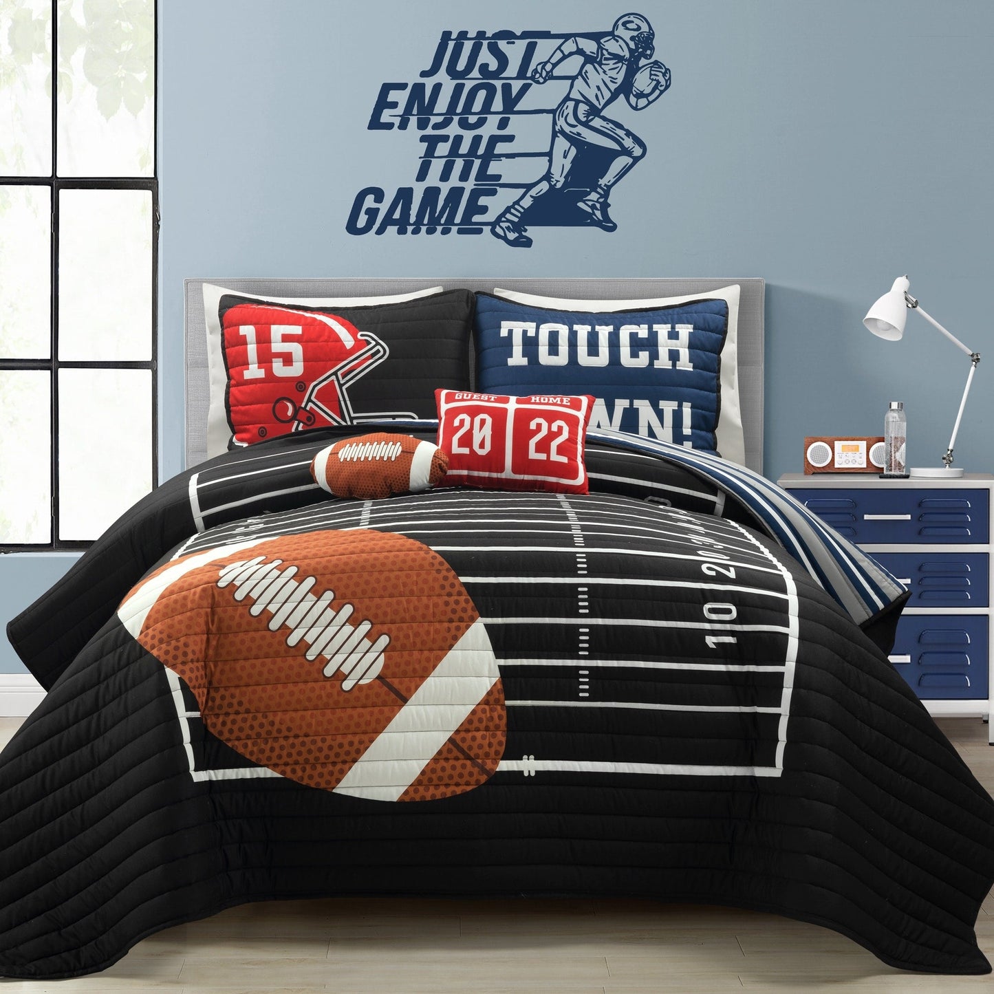 Lush Decor American Football - Couette réversible pour enfant, surdimensionnée