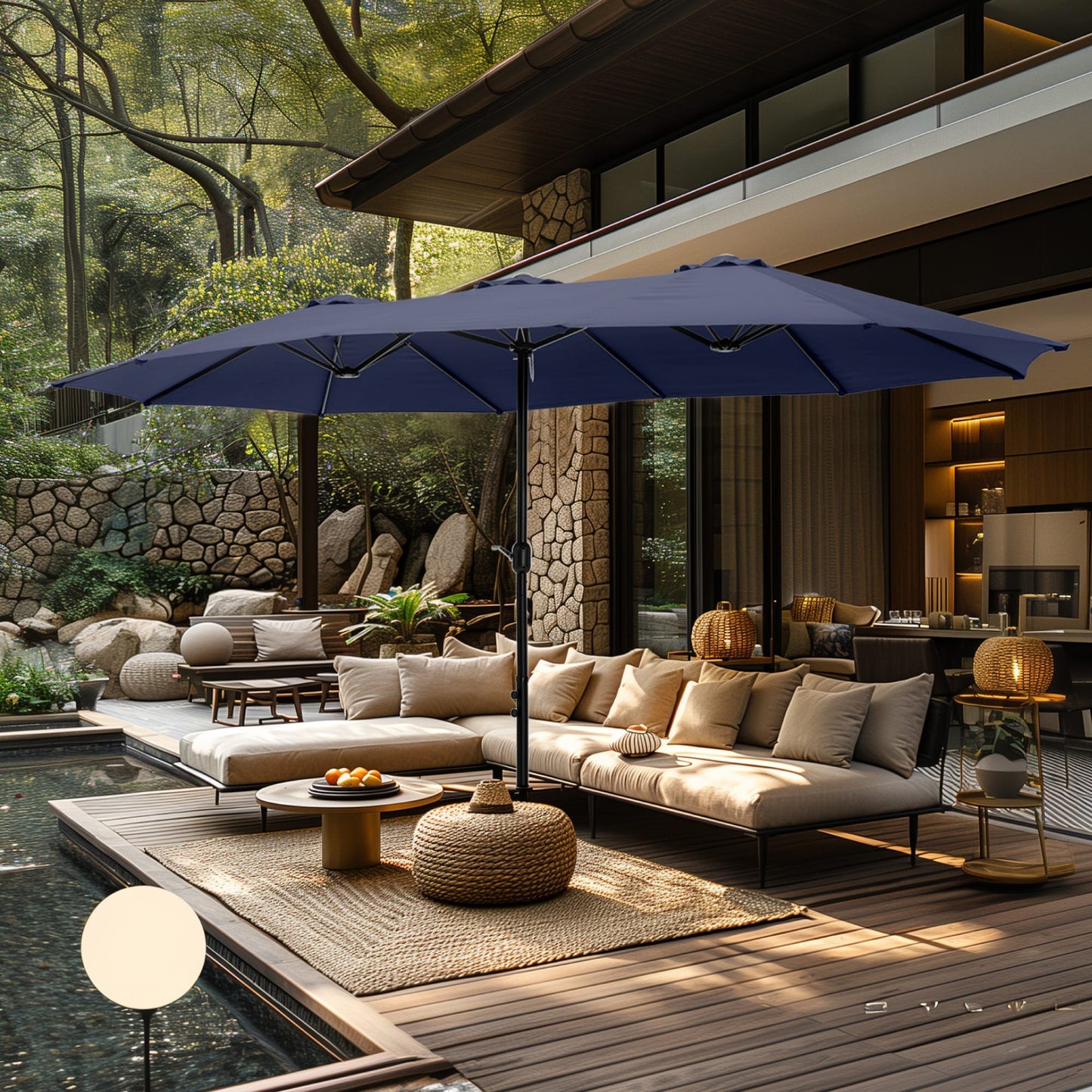 MAISON ARTS Parasol de terrasse double face extra large de 4,5 m avec socle inclus