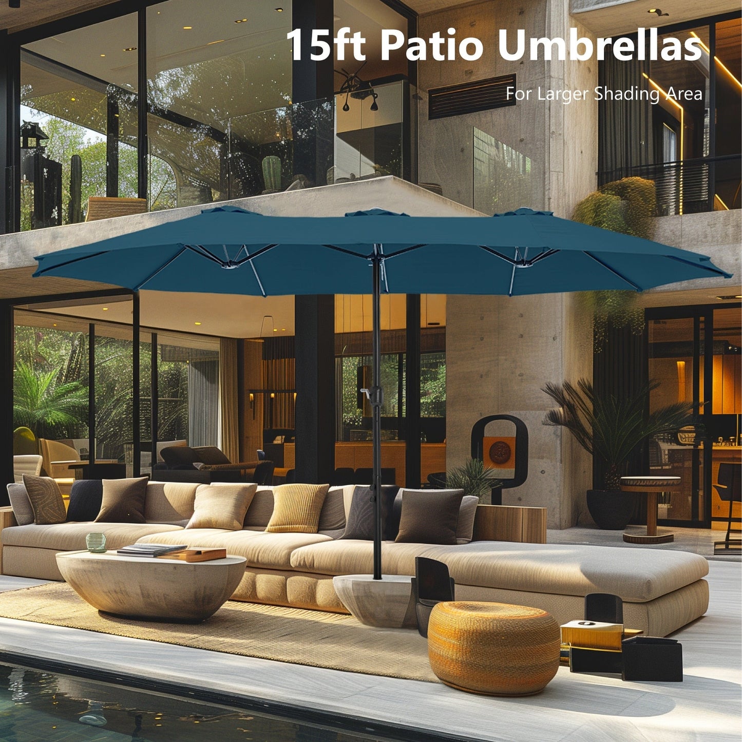 MAISON ARTS Parasol de terrasse double face extra large de 4,5 m avec socle inclus