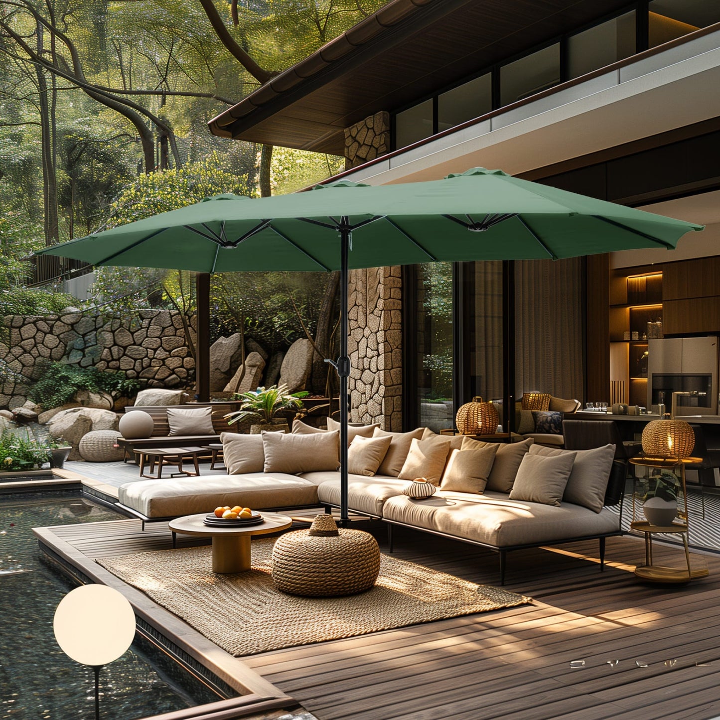 MAISON ARTS Parasol de terrasse double face extra large de 4,5 m avec socle inclus
