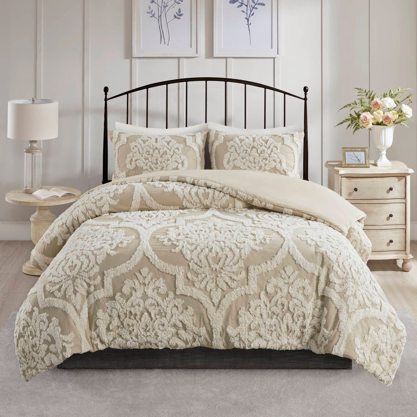 Ensemble de couette en damassé de chenille de coton matelassé Madison Park Aeriela
