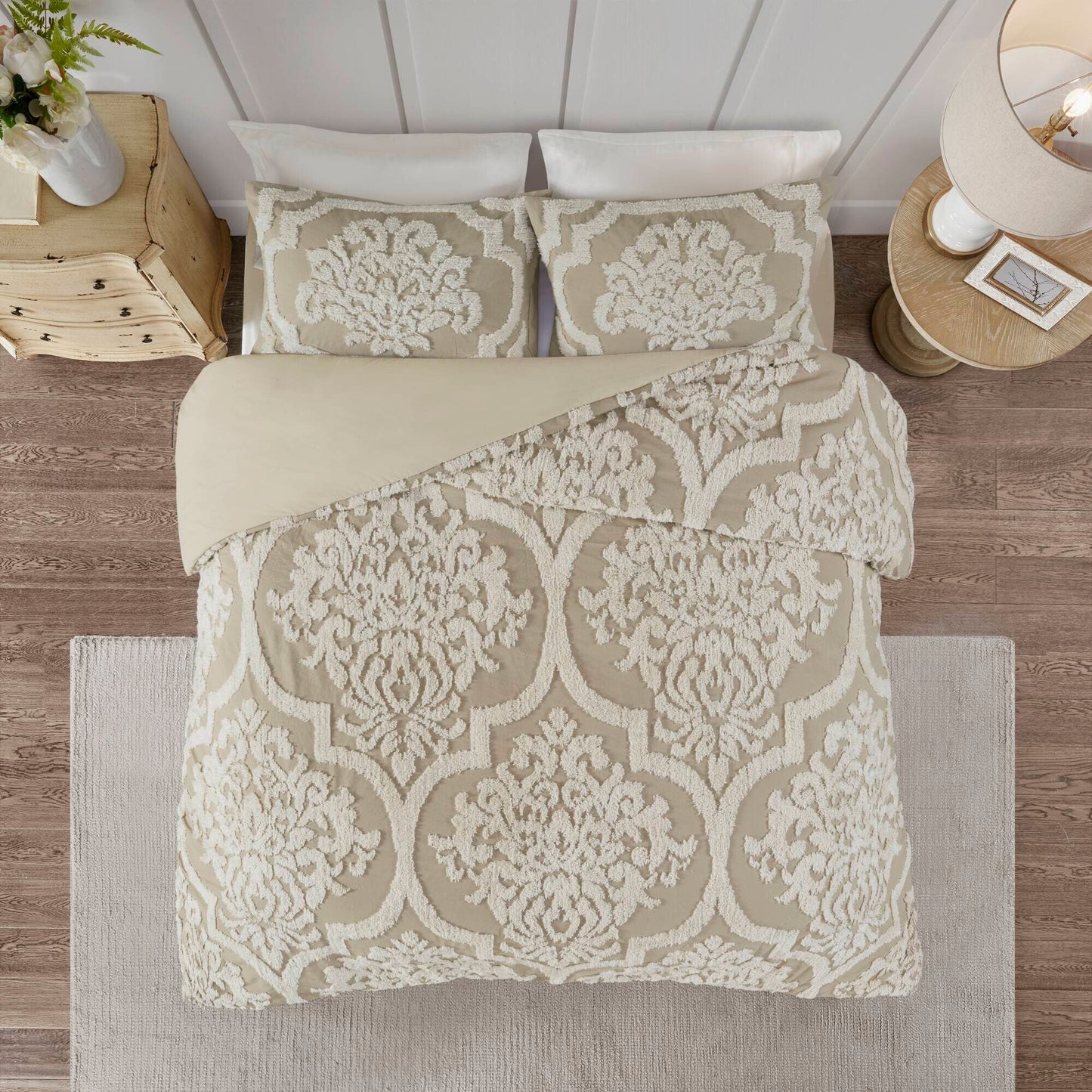 Ensemble de couette en damassé de chenille de coton matelassé Madison Park Aeriela