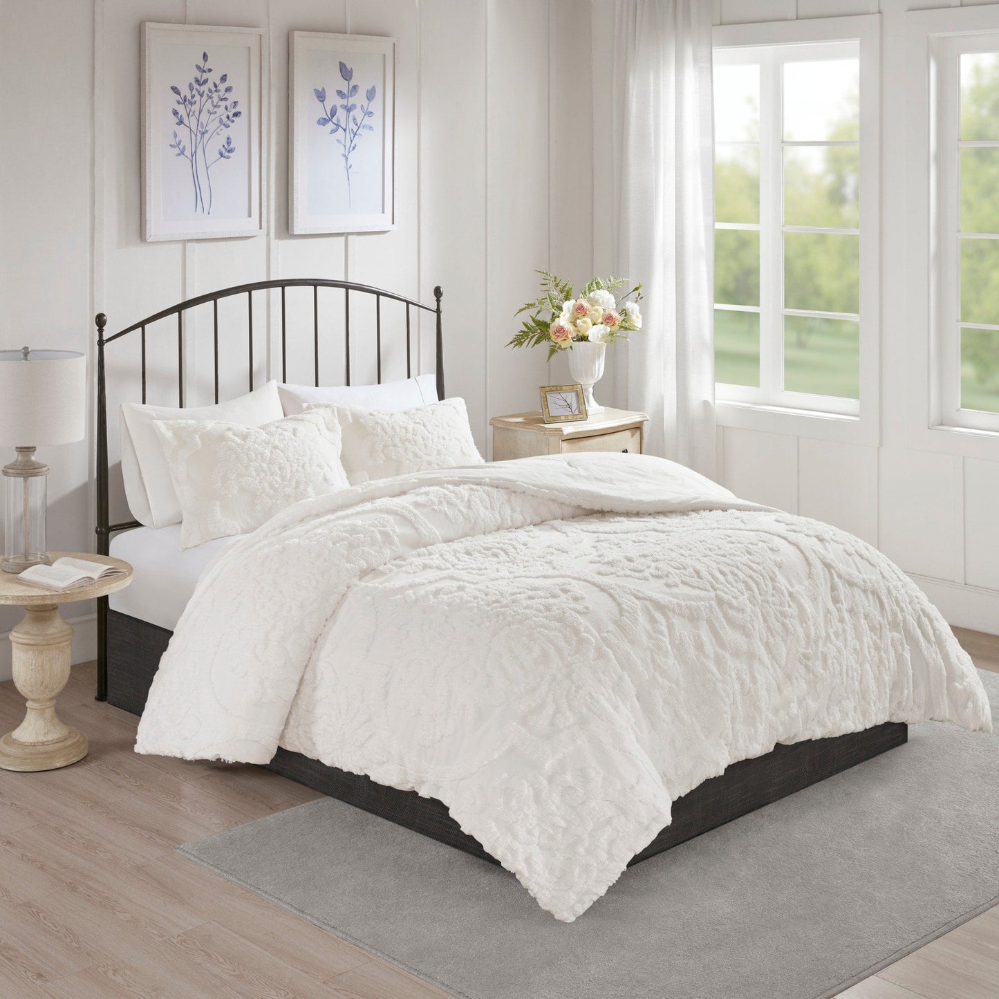 Ensemble de couette en damassé de chenille de coton matelassé Madison Park Aeriela