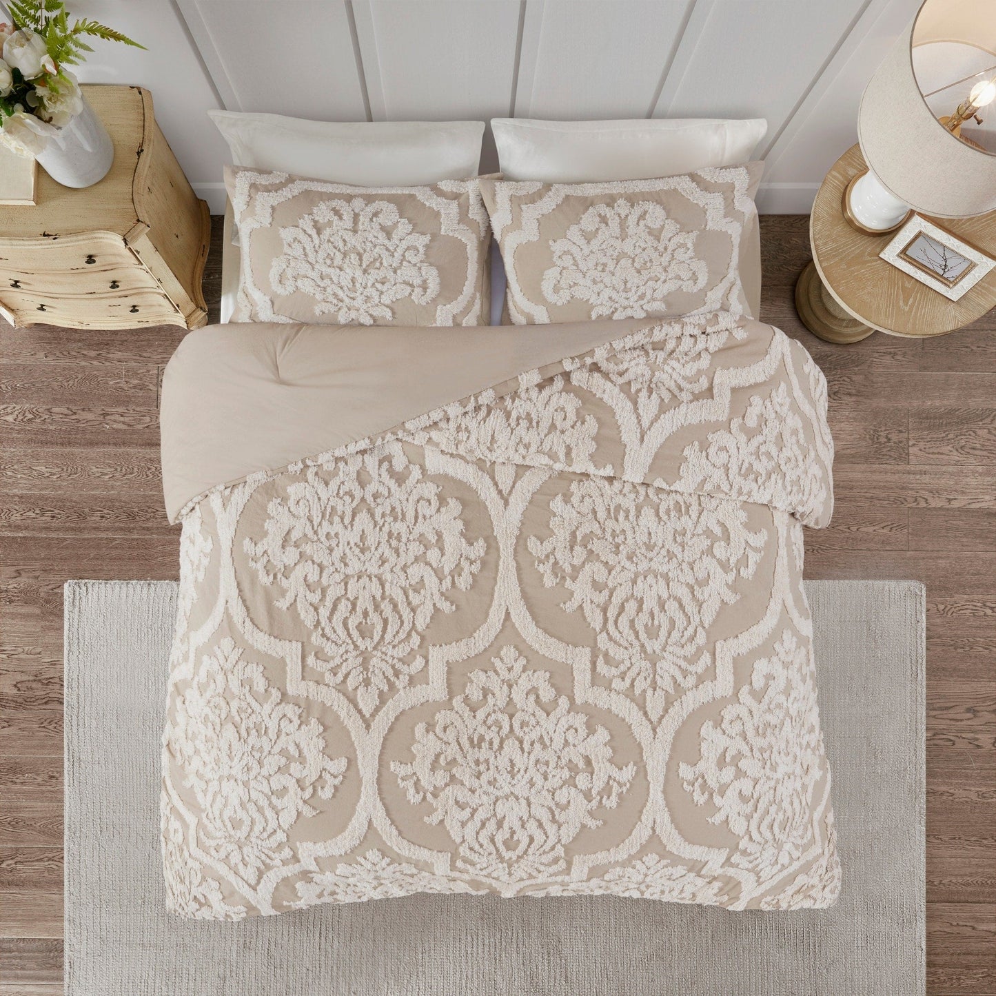 Ensemble de couette en damassé de chenille de coton matelassé Madison Park Aeriela