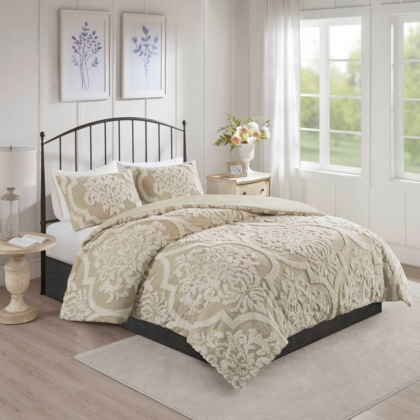 Ensemble de couette en damassé de chenille de coton matelassé Madison Park Aeriela