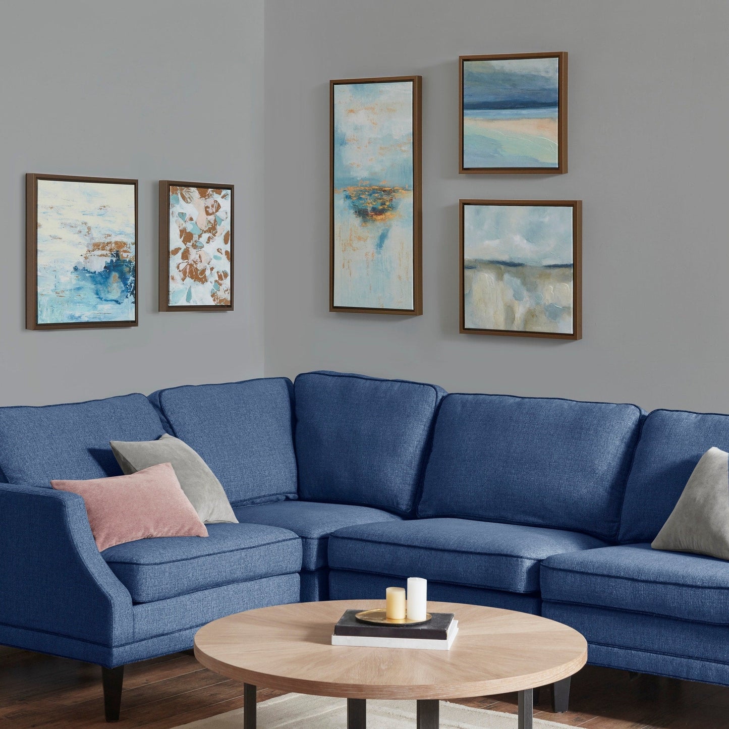 Ensemble de 5 toiles encadrées pour mur, Madison Park, Blue Horizon