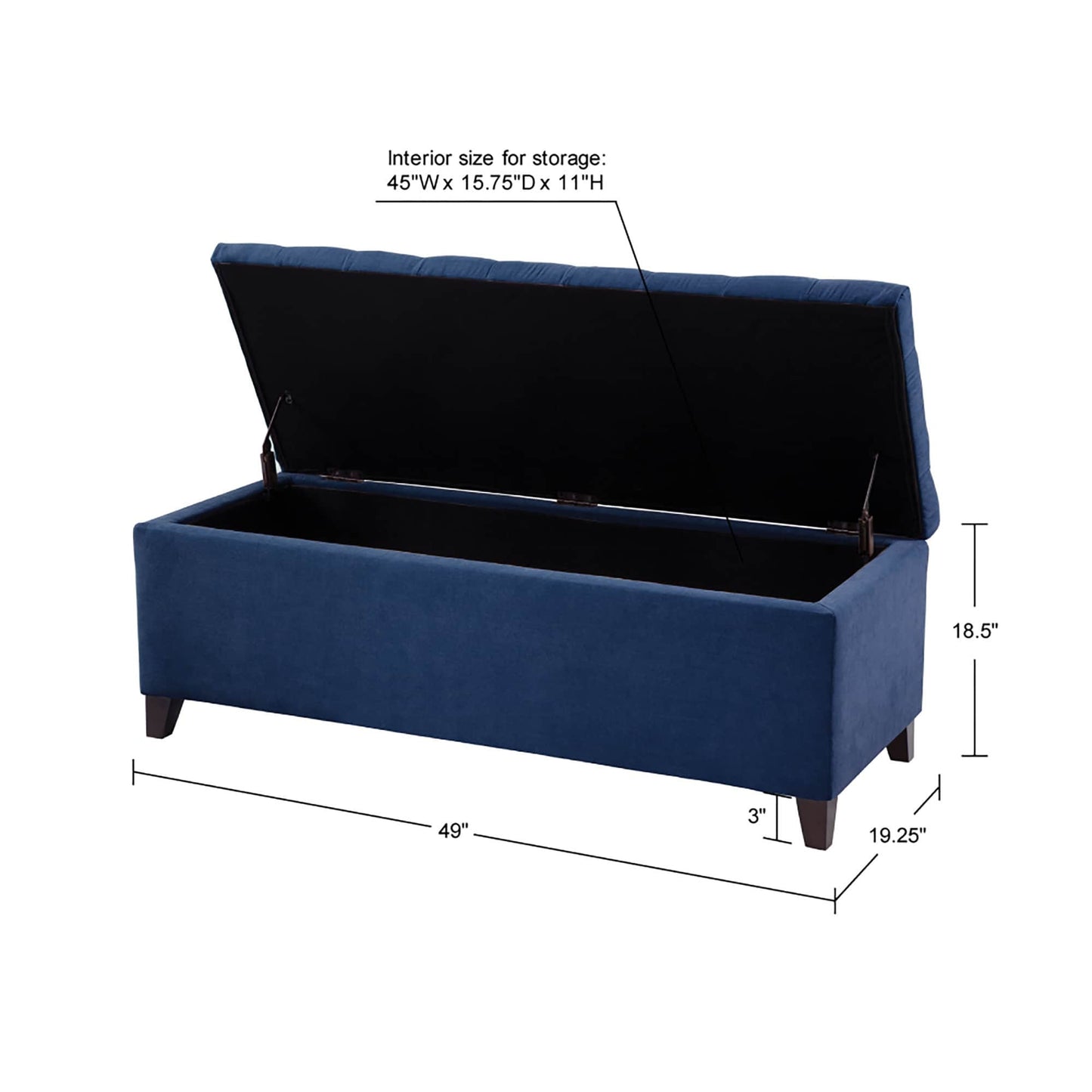 Banc de rangement capitonné et rembourré Madison Park Sasha