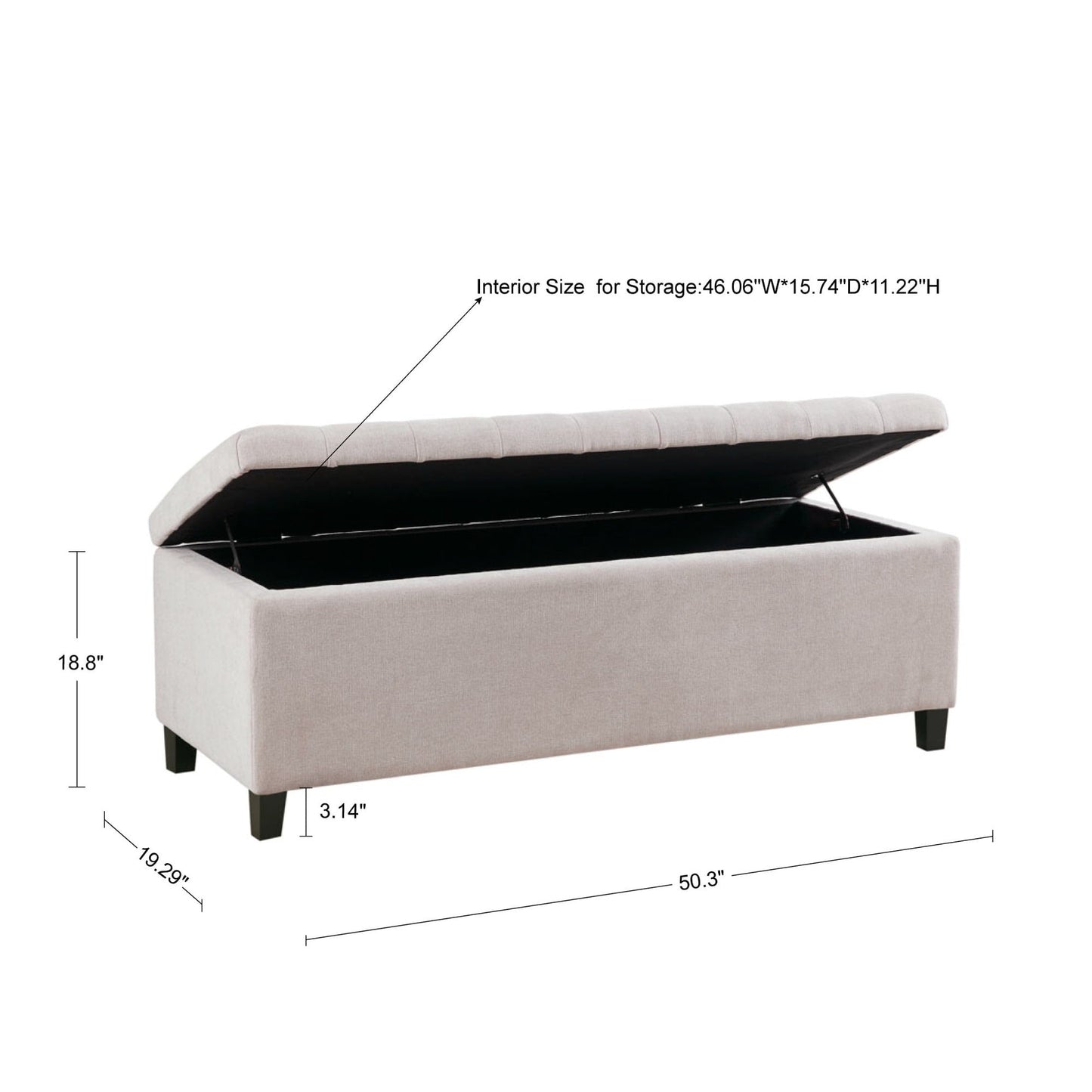 Banc de rangement capitonné et rembourré Madison Park Sasha