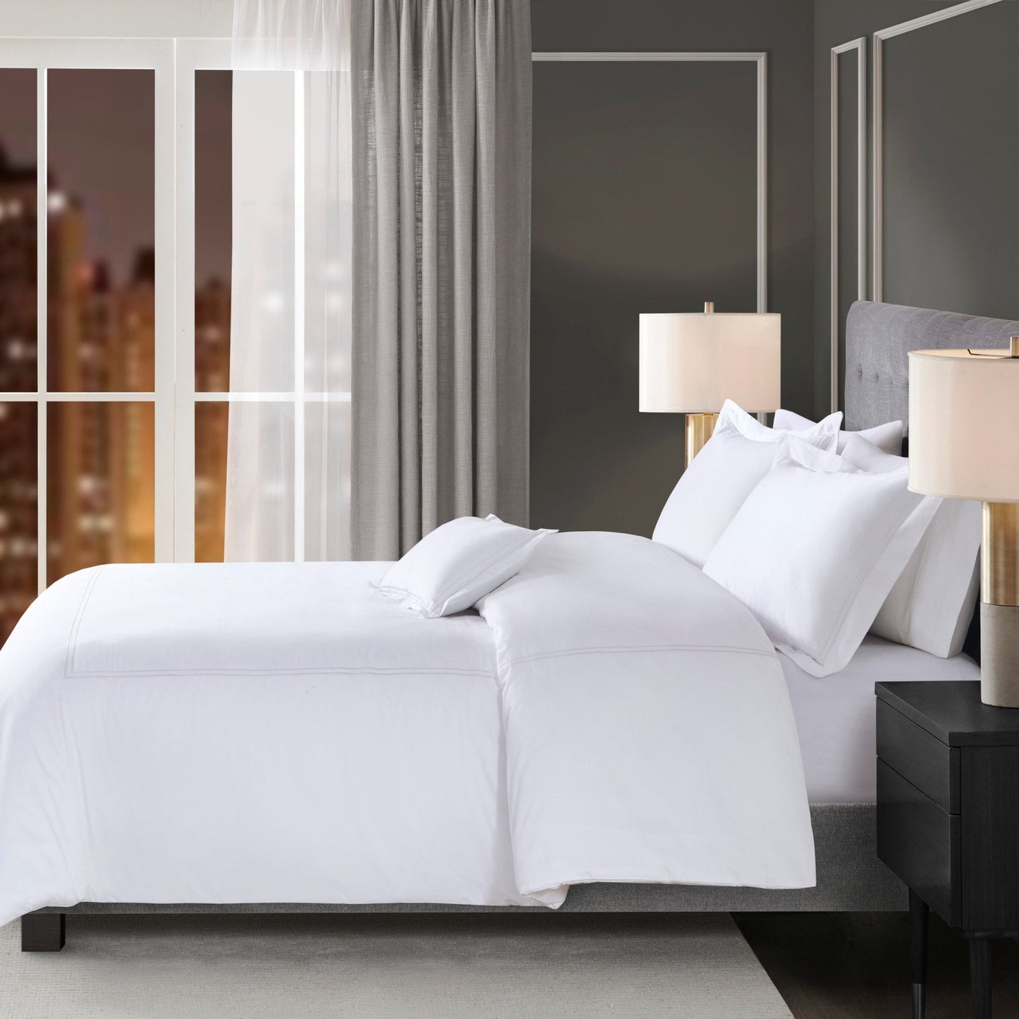 Ensemble de housse de couette brodée en satin de coton 100 % Madison Park Signature, collection de luxe, 500 fils au pouce.