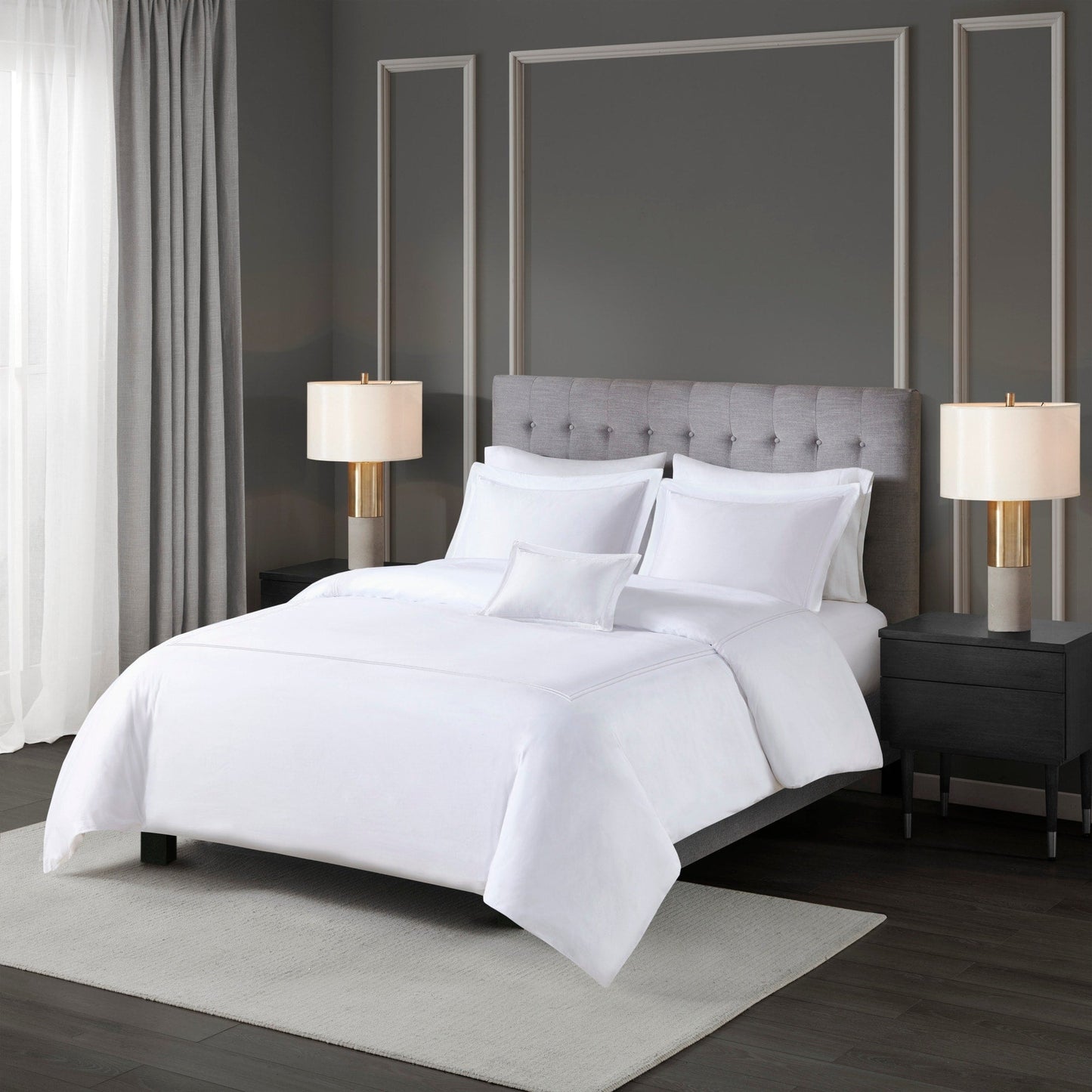 Ensemble de housse de couette brodée en satin de coton 100 % Madison Park Signature, collection de luxe, 500 fils au pouce.