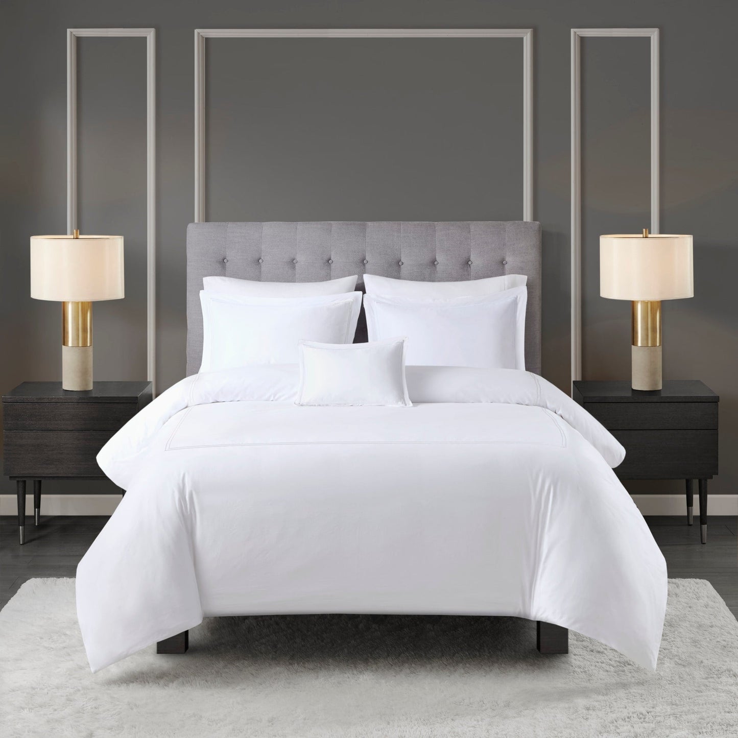 Ensemble de housse de couette brodée en satin de coton 100 % Madison Park Signature, collection de luxe, 500 fils au pouce.
