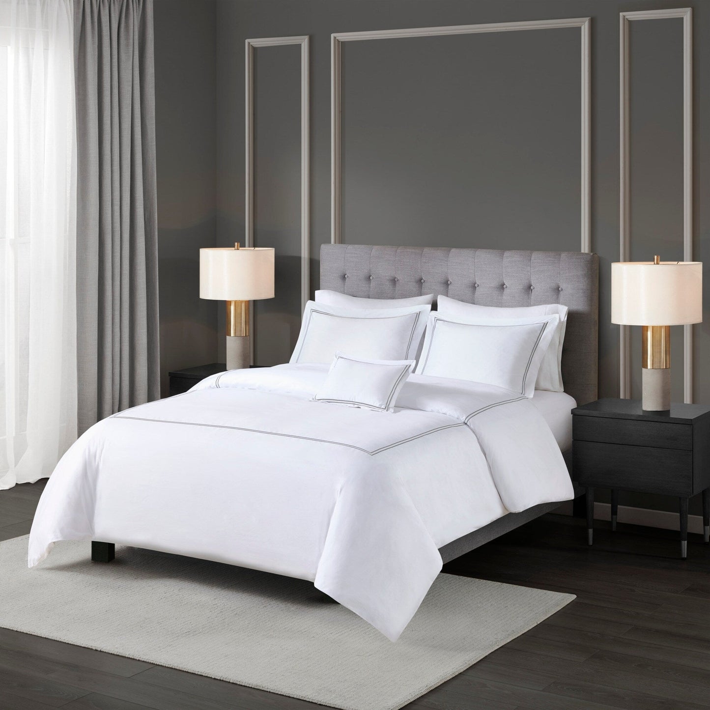 Ensemble de housse de couette brodée en satin de coton 100 % Madison Park Signature, collection de luxe, 500 fils au pouce.