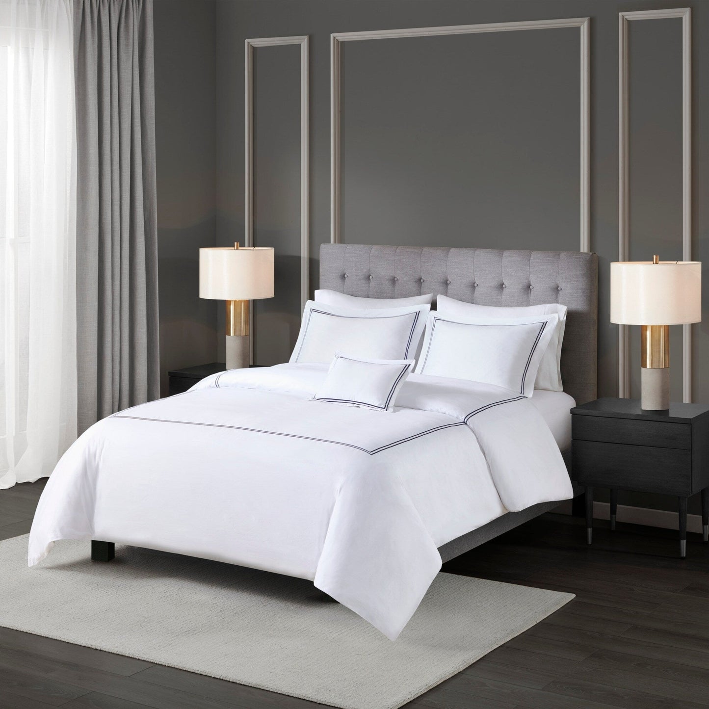 Ensemble de housse de couette brodée en satin de coton 100 % Madison Park Signature, collection de luxe, 500 fils au pouce.