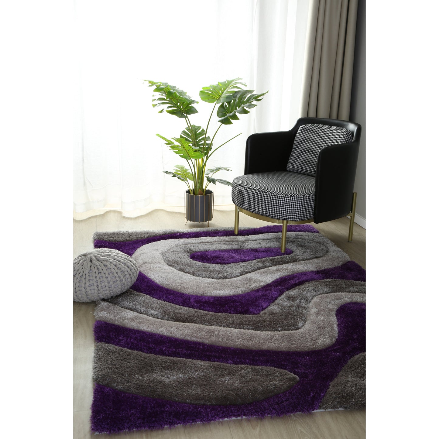 Tapis de sol Mateos Shag à motif abstrait