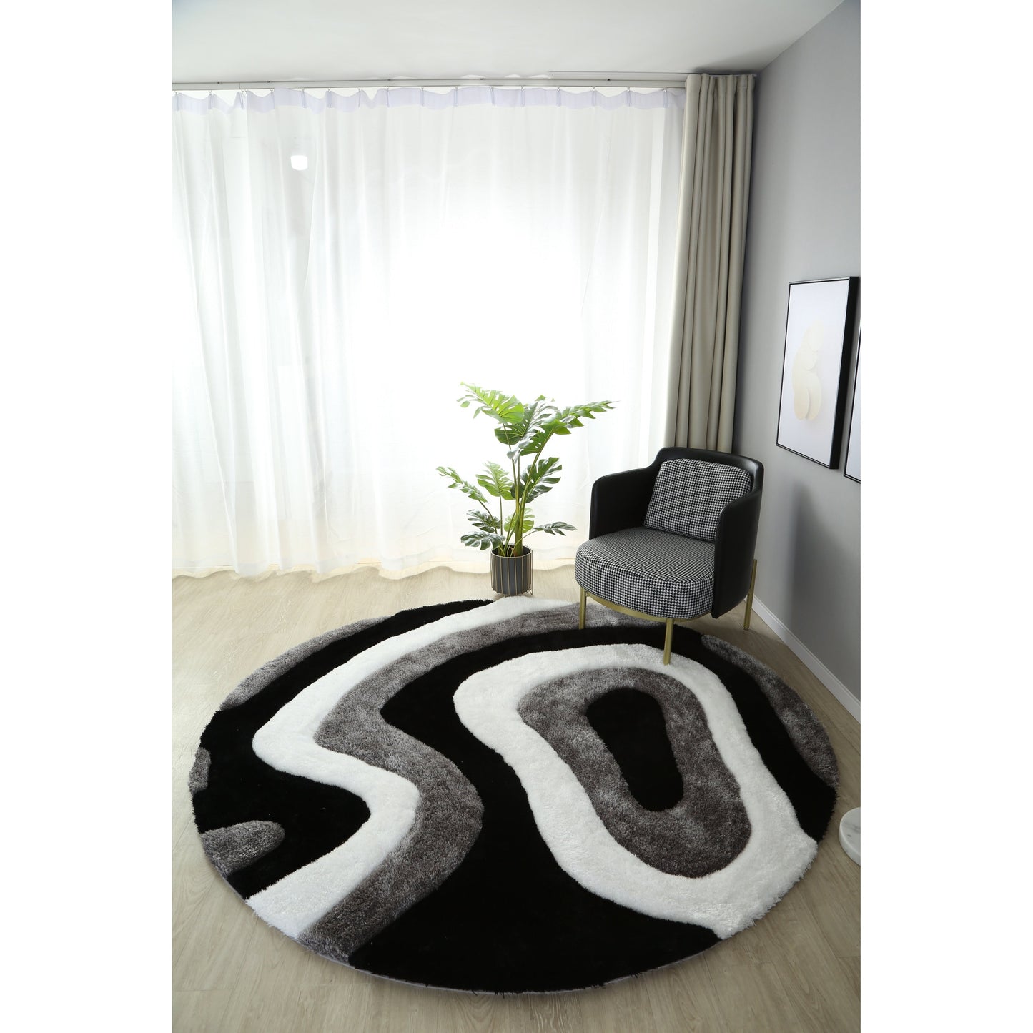 Tapis de sol Mateos Shag à motif abstrait