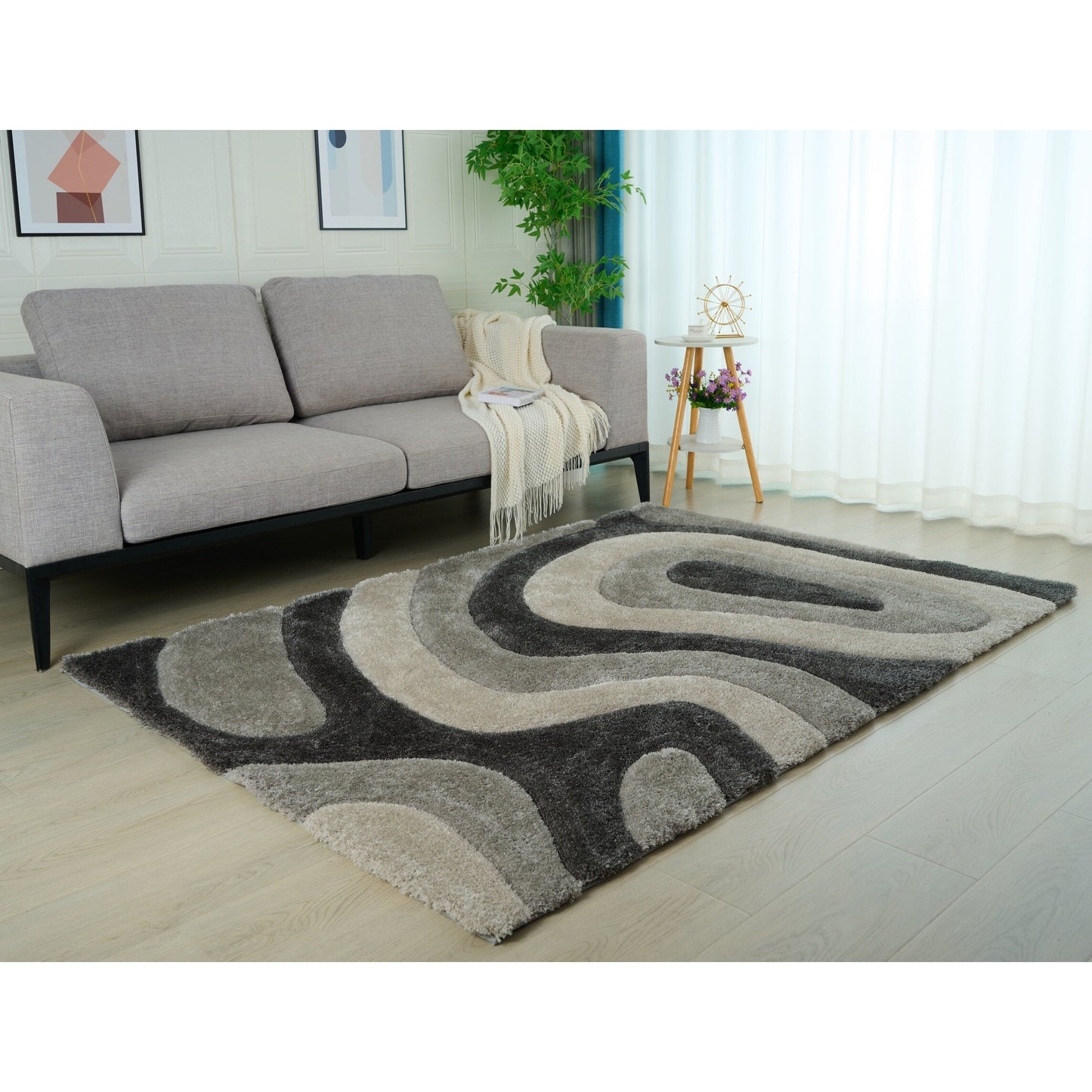 Tapis de sol Mateos Shag à motif abstrait