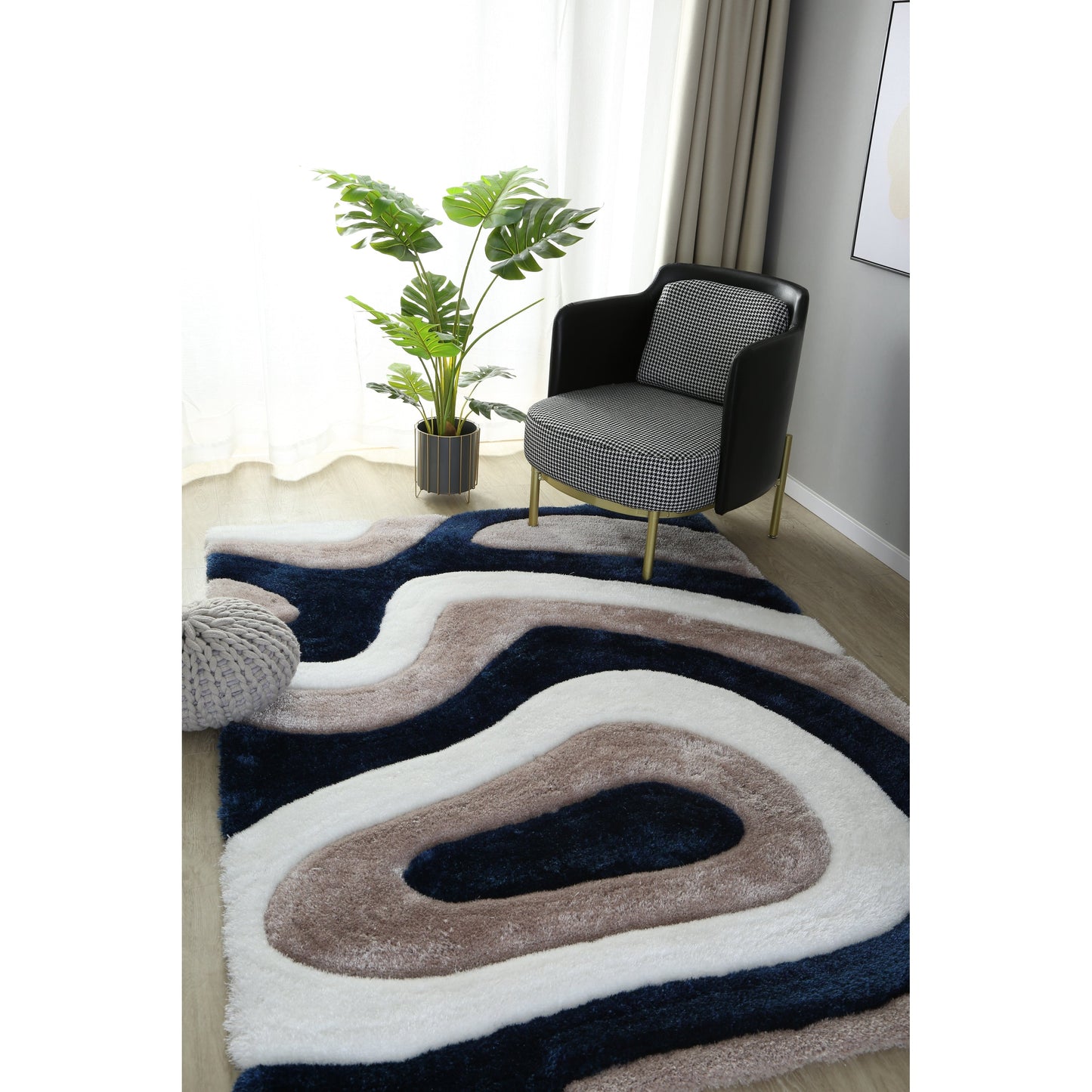 Tapis de sol Mateos Shag à motif abstrait