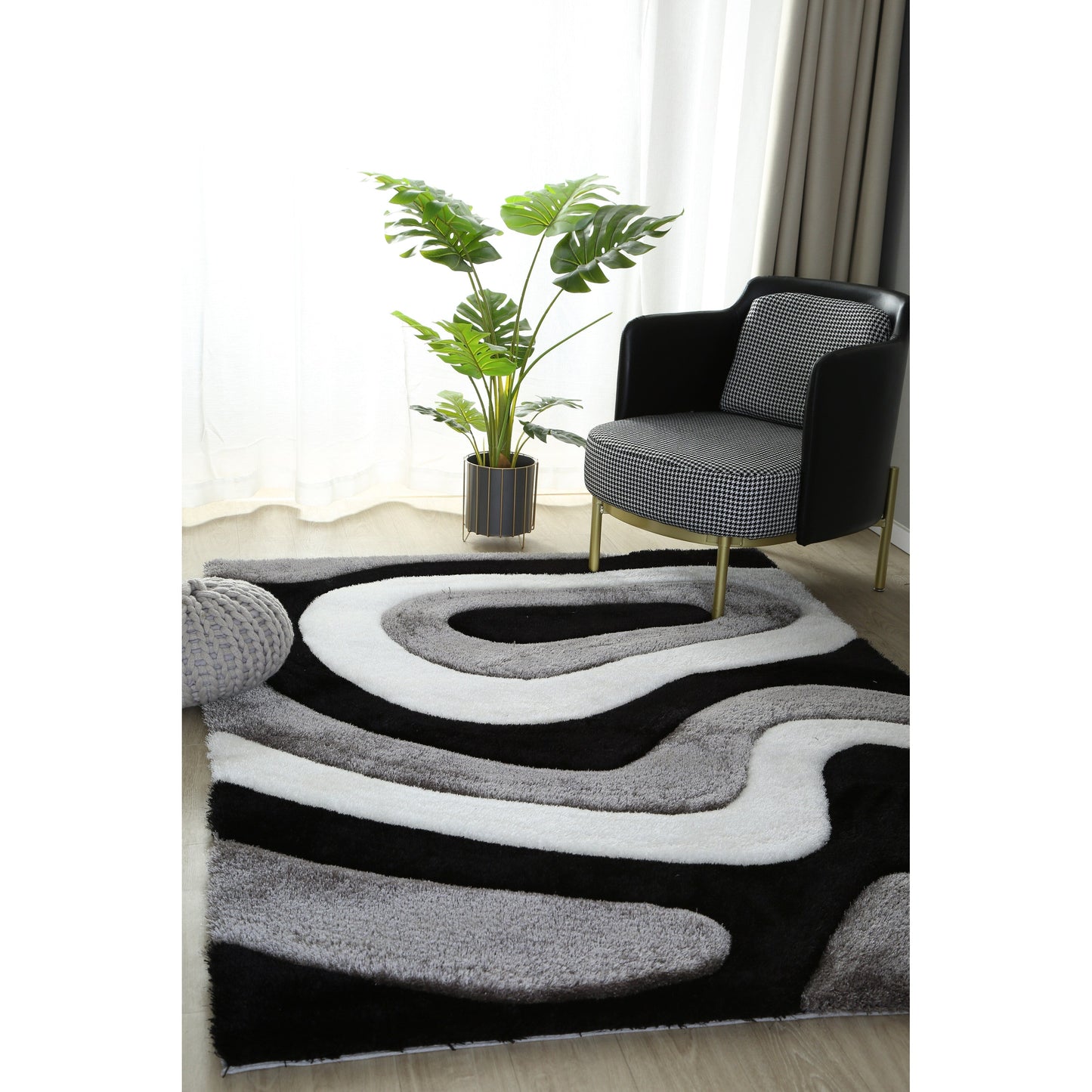 Tapis de sol Mateos Shag à motif abstrait