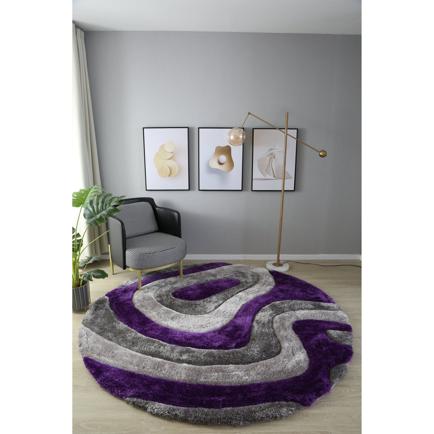Tapis de sol Mateos Shag à motif abstrait