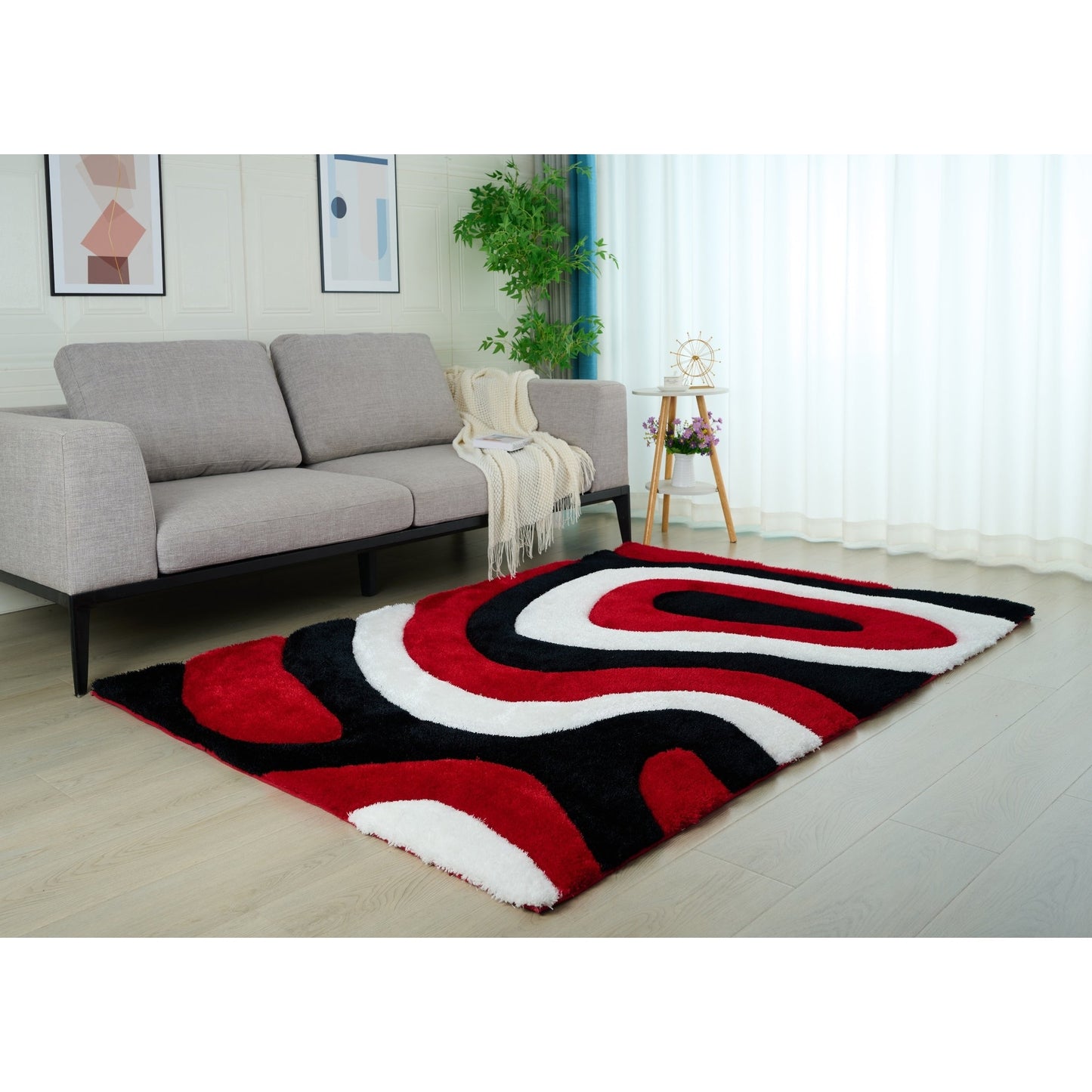 Tapis de sol Mateos Shag à motif abstrait