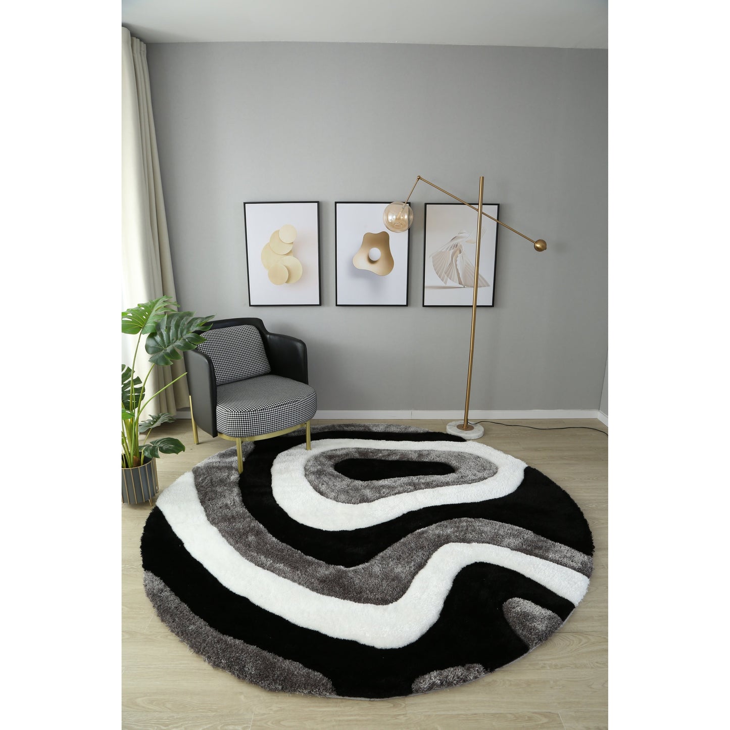 Tapis de sol Mateos Shag à motif abstrait
