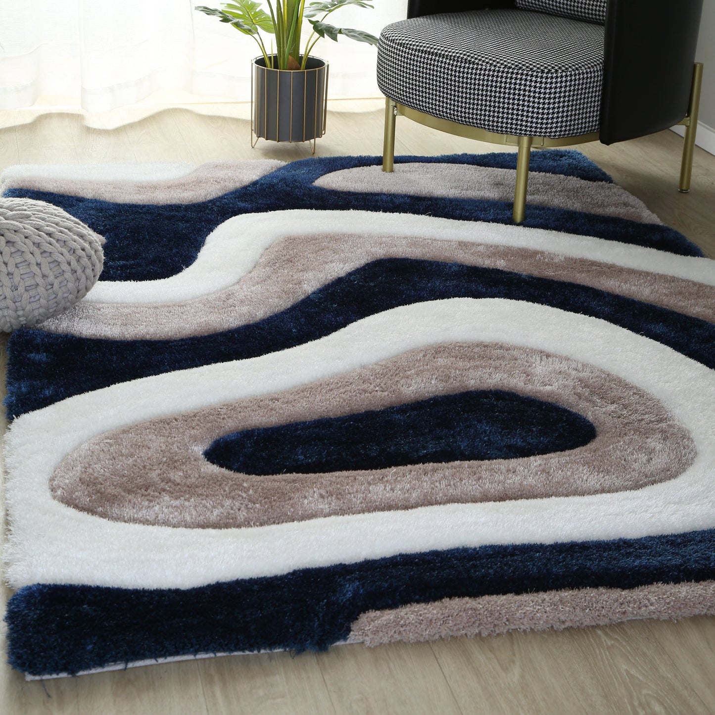 Tapis de sol Mateos Shag à motif abstrait