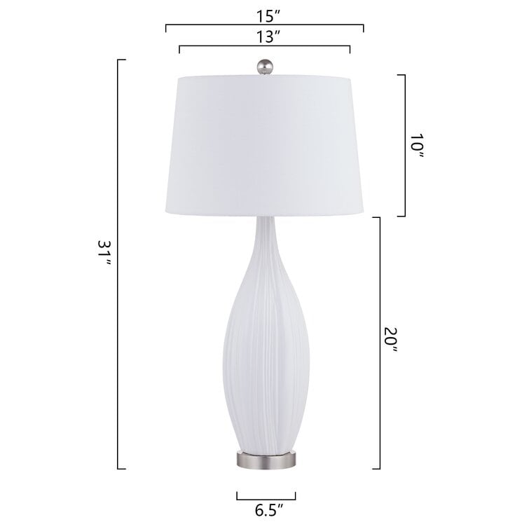 Ensemble de 2 lampes de table en porcelaine blanche standard (lot de 2)