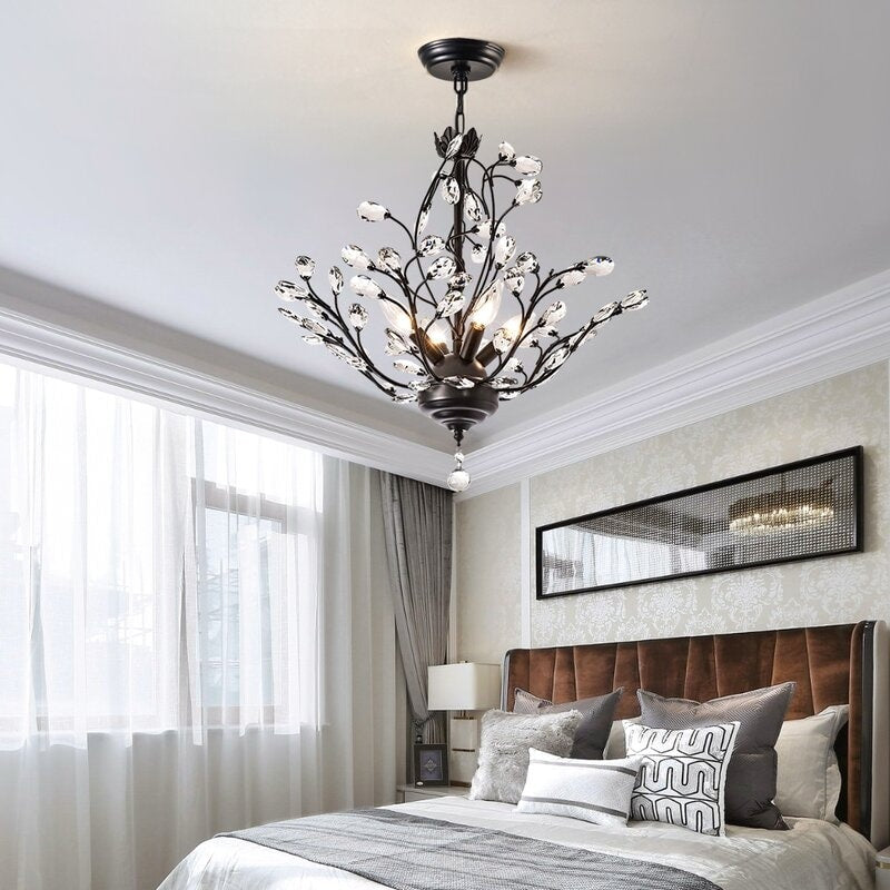 Maxax Lustre unique classique/traditionnel à 4 lumières avec accents en cristal