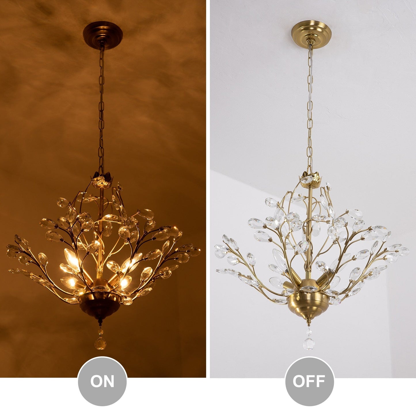 Maxax Lustre unique classique/traditionnel à 4 lumières avec accents en cristal